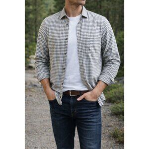 Chef Works Urban Blue Gingham Shirt Small Slim Modern Casual Preppy Work